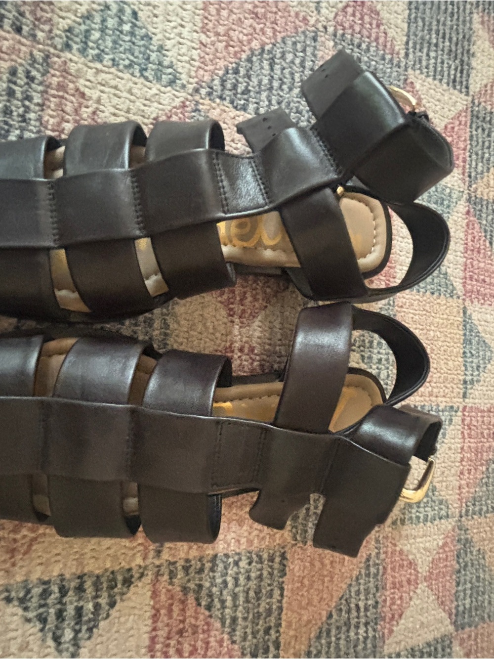 Sam Edelman Dark Brown Leather Woven Gladiator Sandals
